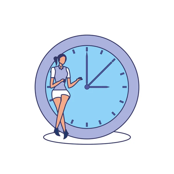 Femme d'affaires élégante avec horloge de temps — Image vectorielle