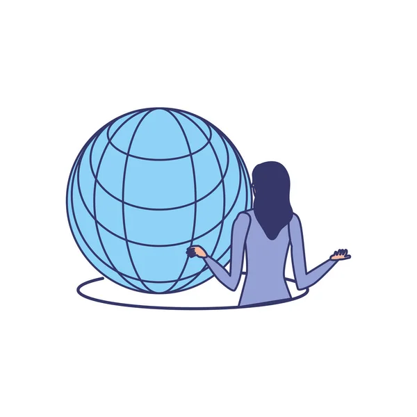 商务女性优雅与球形浏览器 — 图库矢量图片