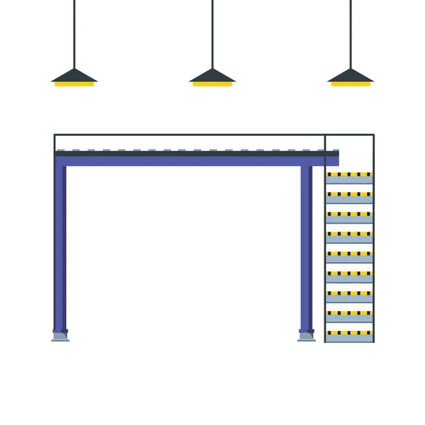 Escaliers industriels d'usine avec scène de lampes — Image vectorielle