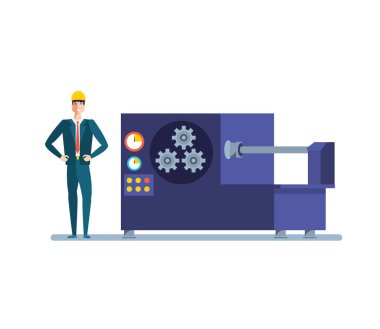 mühendis çalışma ile endüstriyel üretim makinesi