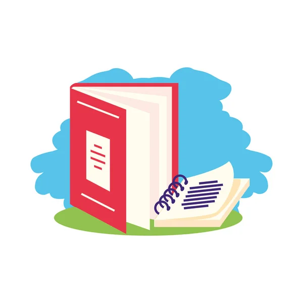 Notizbuch mit Büchervorrat Schule geöffnet — Stockvektor