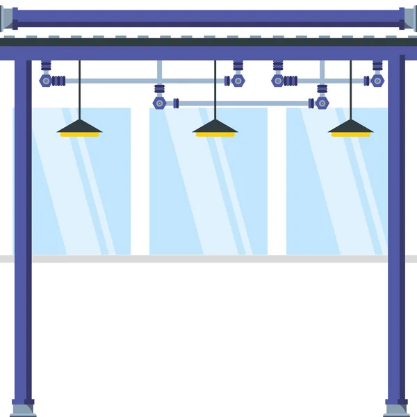 Výrobní koridor s předjížděním lamp — Stockový vektor
