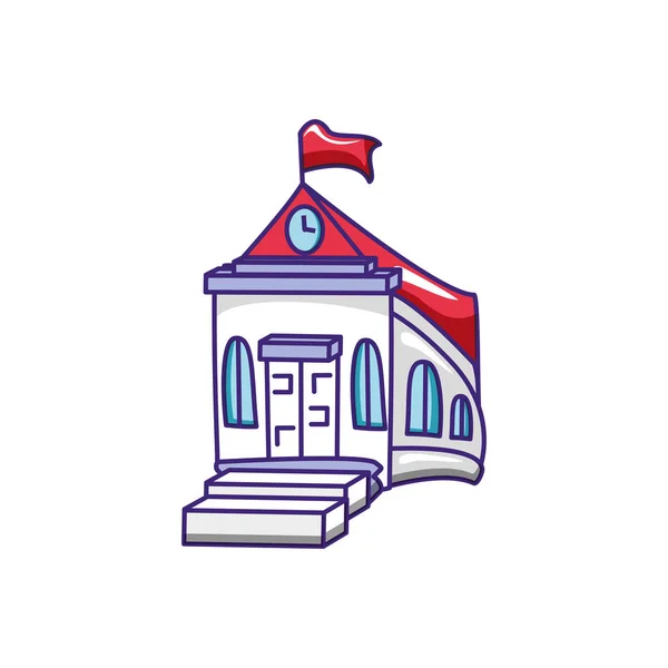 Edificio de la escuela fachada aislado icono — Vector de stock