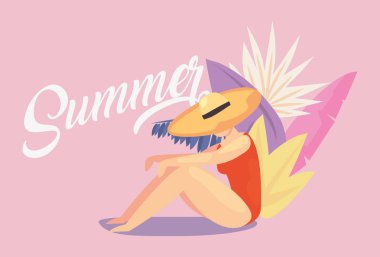 kadın yaz zaman tatil tasarım