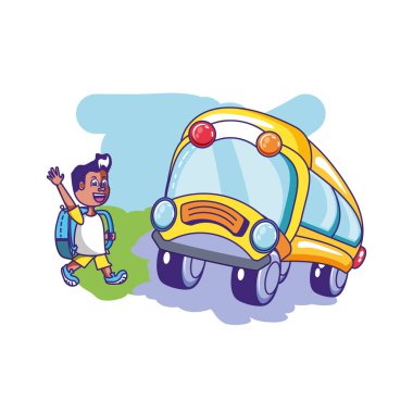 çanta eğitim ve otobüs taşıma ile küçük öğrenci çocuk