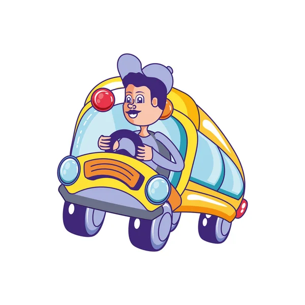 Bus school transportation with driver isolated icon — Stock Vector