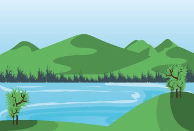 göl ve ağaç bitkileri ile peyzaj