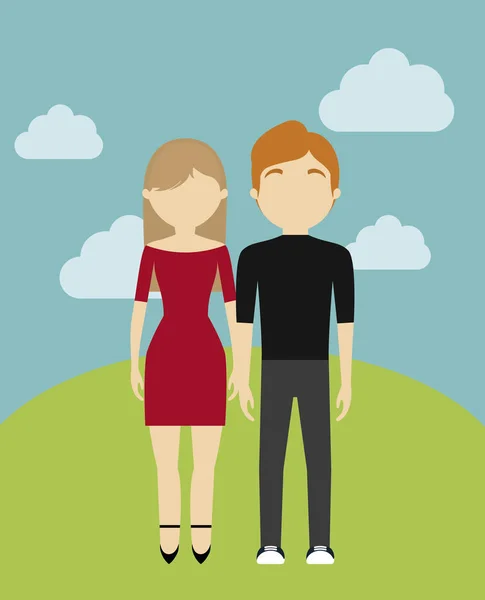 Mladý pár v krajinné avatare — Stockový vektor