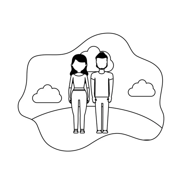 Młoda para z chmury avatar charakter — Wektor stockowy
