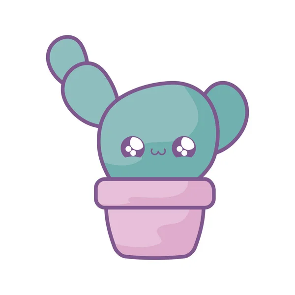 Cactus tropical en pot plante style kawaii — Image vectorielle