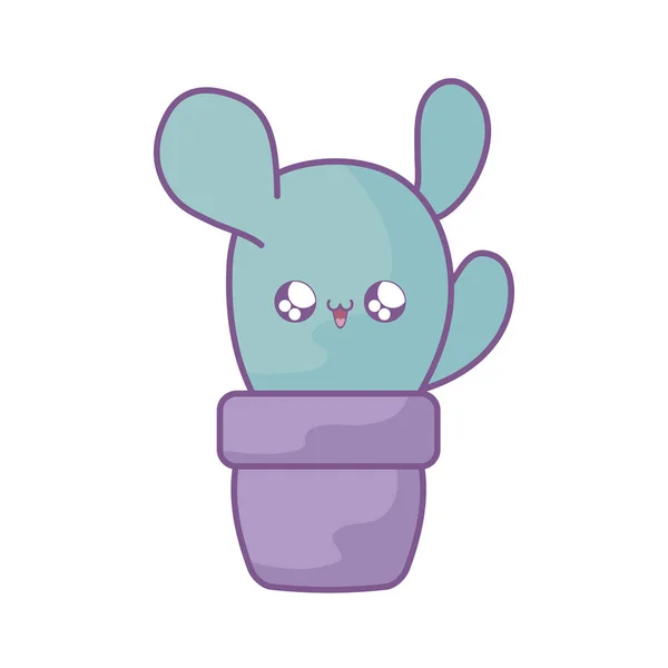 Cactus tropical en pot plante style kawaii — Image vectorielle