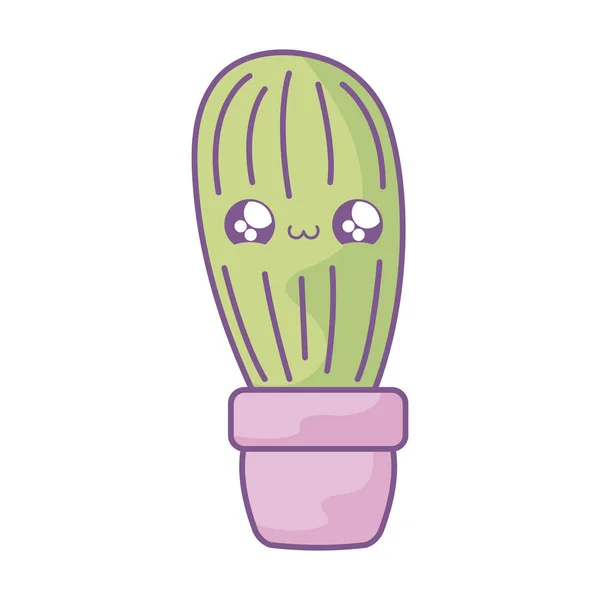 Cactus tropical en maceta estilo kawaii — Vector de stock