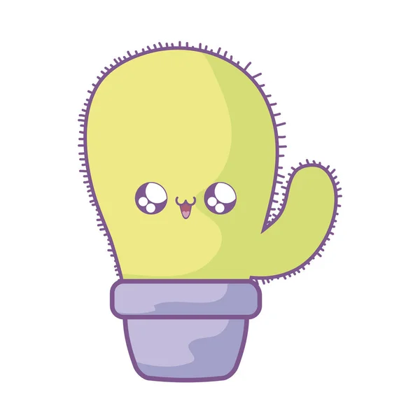 Cactus tropical en pot plante style kawaii — Image vectorielle