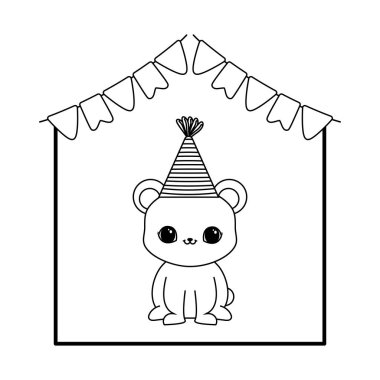 şapka parti ve çelenk asılı sevimli ayı hayvan