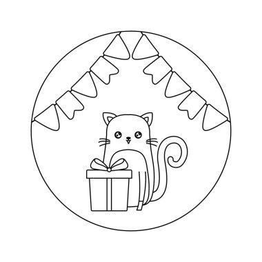 hediye kutusu ve çelenk ile sevimli kedi hayvan