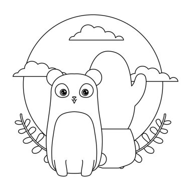 pot içinde kaktüs ile panda ayı hayvan