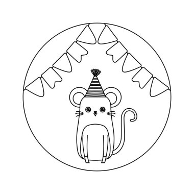 şapka parti ve çelenk asılı sevimli fare hayvan