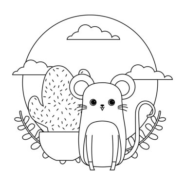 saksı bitkikak ile sevimli fare hayvan