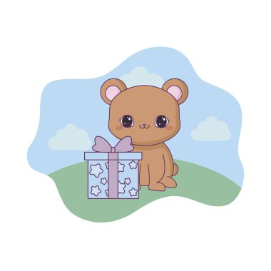 hediye kutusu mevcut sevimli ayı