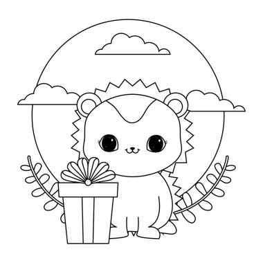 hediye kutusu ile sevimli kirpi hayvan