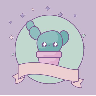 kurdele dekorasyon kawaii tarzı ile pot bitki kaktüs tropikal