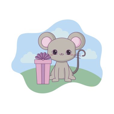 hediye kutusu ile sevimli fare hayvan