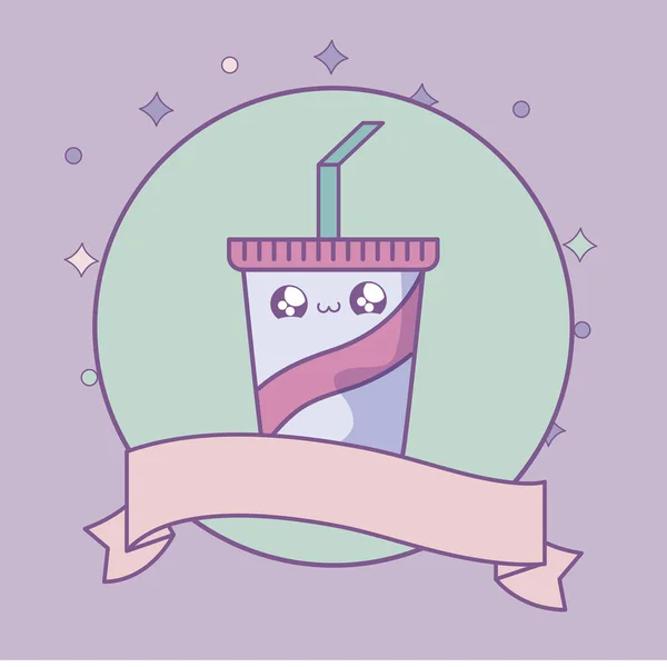 Bebida contenedor con decoración de cinta estilo kawaii — Vector de stock