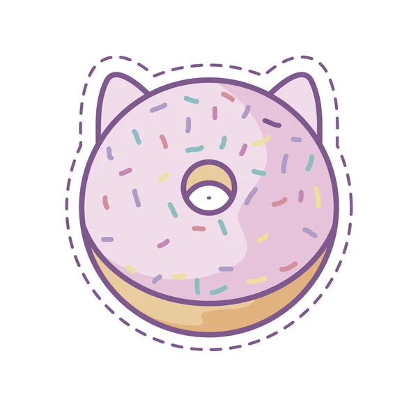 Patch aus leckerem und süßem Donut — Stockvektor