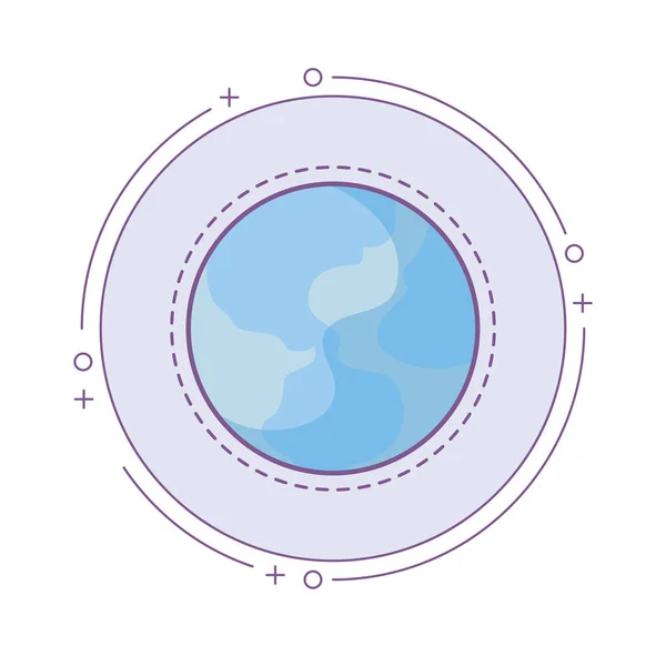 Patch van wereld planeet aarde in frame circulaire — Stockvector