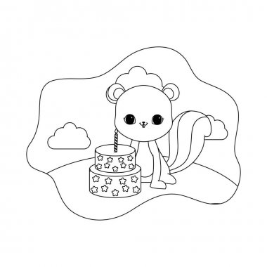 Doğum günü pastası ile sevimli sincap hayvan