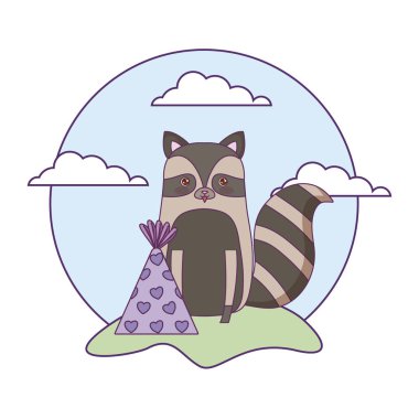 şapka parti dekorasyonu ile sevimli rakun hayvan