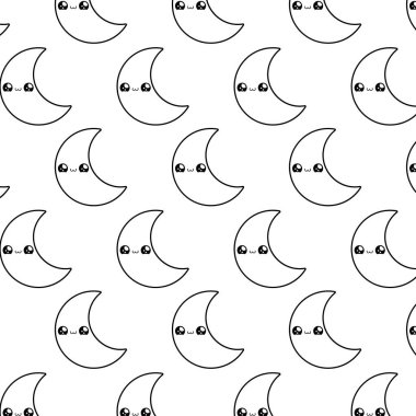 sevimli aylar kawaii tarzı desen