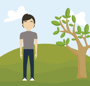 peyzaj doğada çekici genç adam