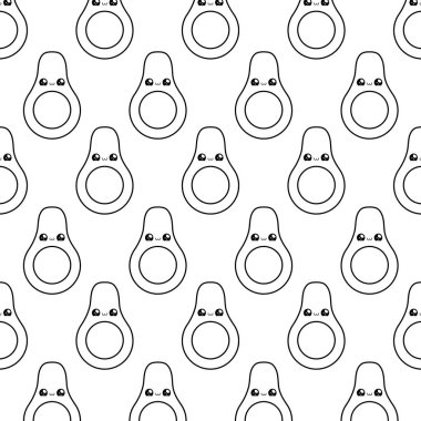 taze sağlıklı avokado kawaii tarzı desen