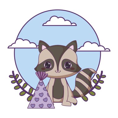 şapka partisi ile sevimli rakun hayvan