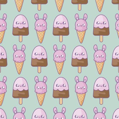 lezzetli dondurmalar kawaii tarzı desen