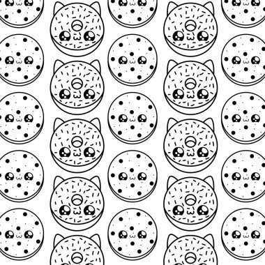 taze kurabiye ve çörekler kawaii tarzı desen