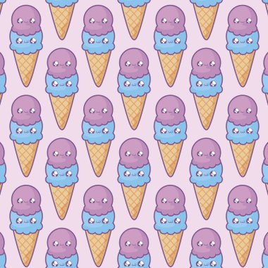 koni kawaii tarzında lezzetli dondurma desen