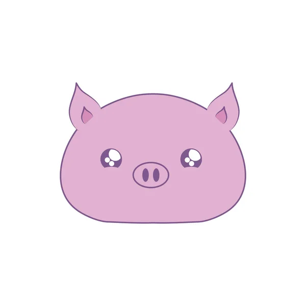 Hoofd van schattige Piggy baby dier kawaii stijl — Stockvector