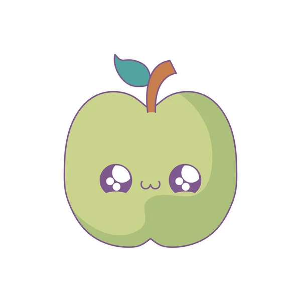 Frische Apfelfrüchte kawaii Stil — Stockvektor