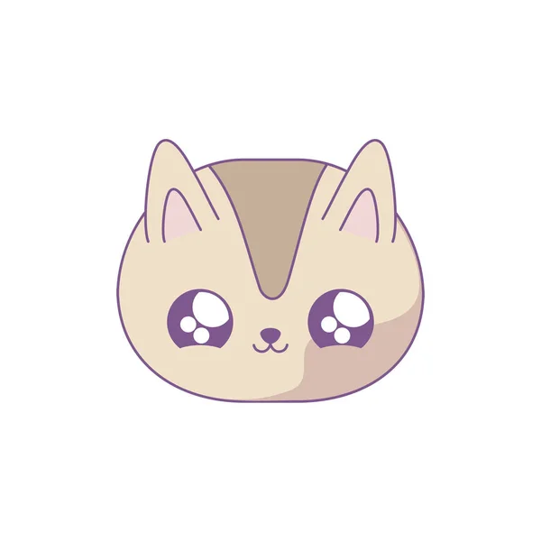 Testa di carino gatto bambino animale stile kawaii — Vettoriale Stock