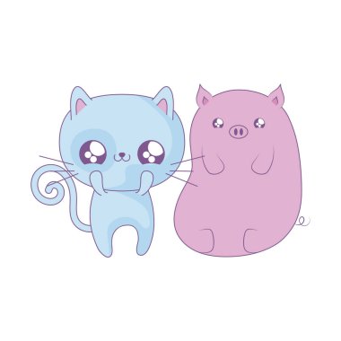 piggy bebek hayvanlar kawaii tarzı ile sevimli kedi