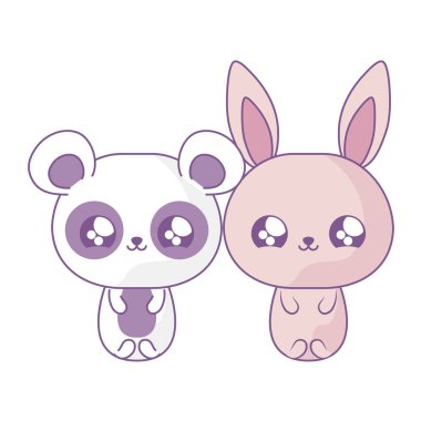 panda ayı bebek hayvanlar kawaii tarzı ile sevimli tavşan