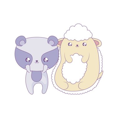 rakun bebek hayvanlar kawaii tarzı ile sevimli koyun