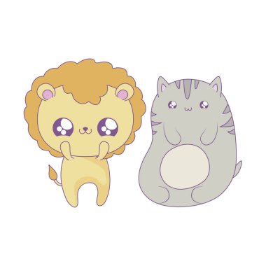 kedi bebek hayvanlar kawaii tarzı ile sevimli aslan