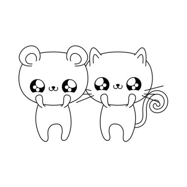 ayı bebek hayvanlar kawaii tarzı ile sevimli kedi