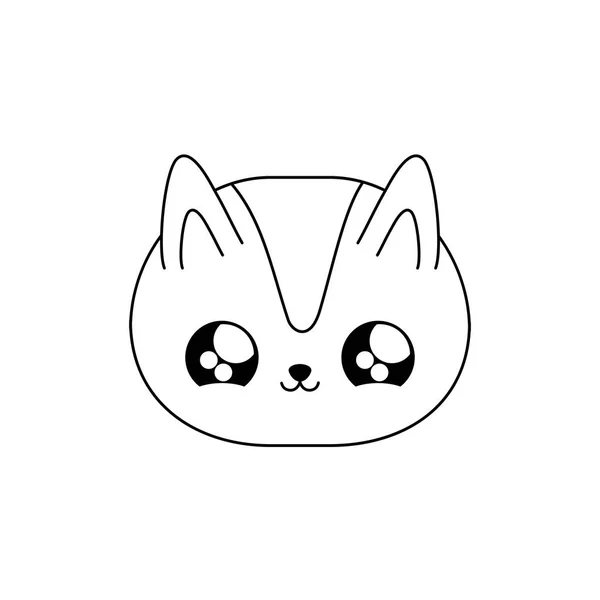 Testa di carino gatto bambino animale stile kawaii — Vettoriale Stock