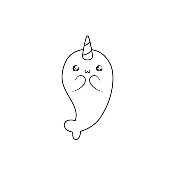 Mignon alpaga animal kawaii style — Image vectorielle