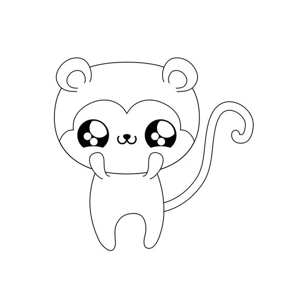 Mignon singe bébé animal kawaii style — Image vectorielle