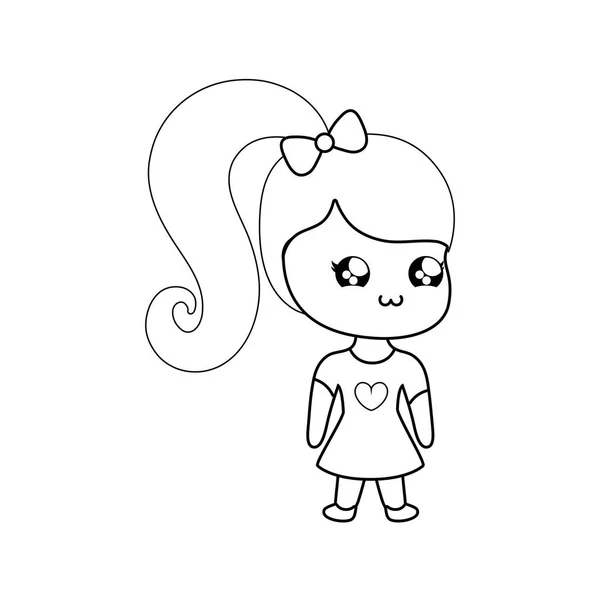 Mignonne petite fille style kawaii — Image vectorielle